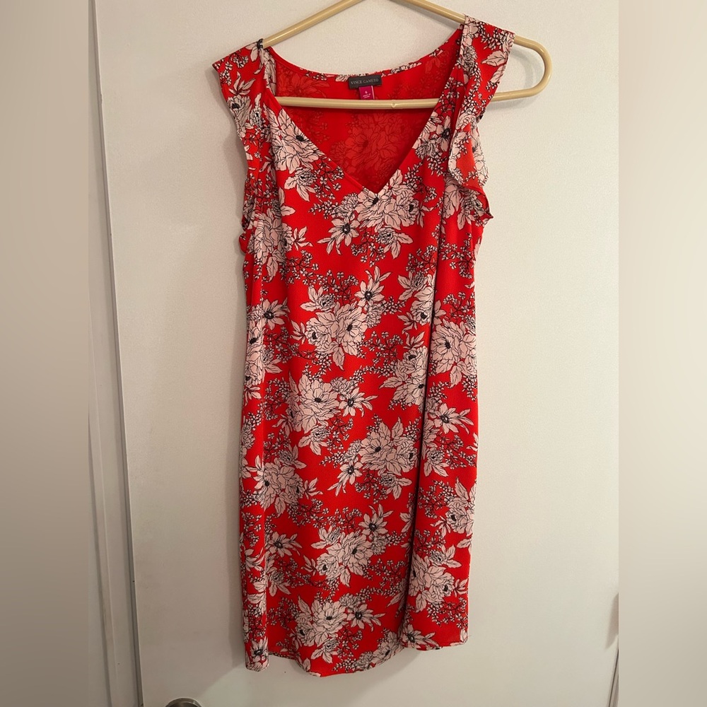 Vince Camuto Red Floral Midi Dress size 6